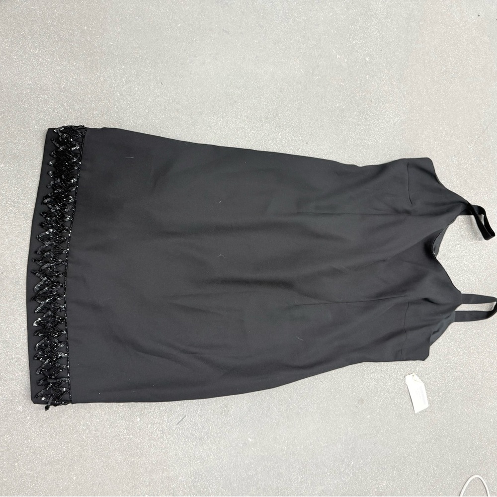 Elegant Black Dress with Beaded Hem size 10